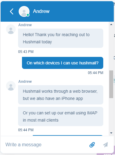 Hushmail customer support