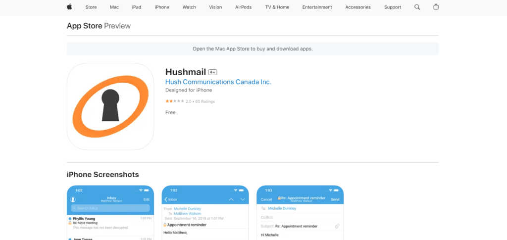 Hushmail ios app