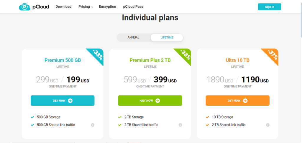 personal plan pcloud