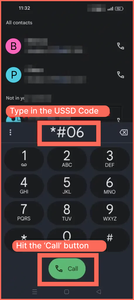 Enter the code and tap call