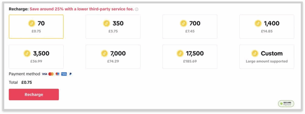 How can you pay for TikTok Coins?