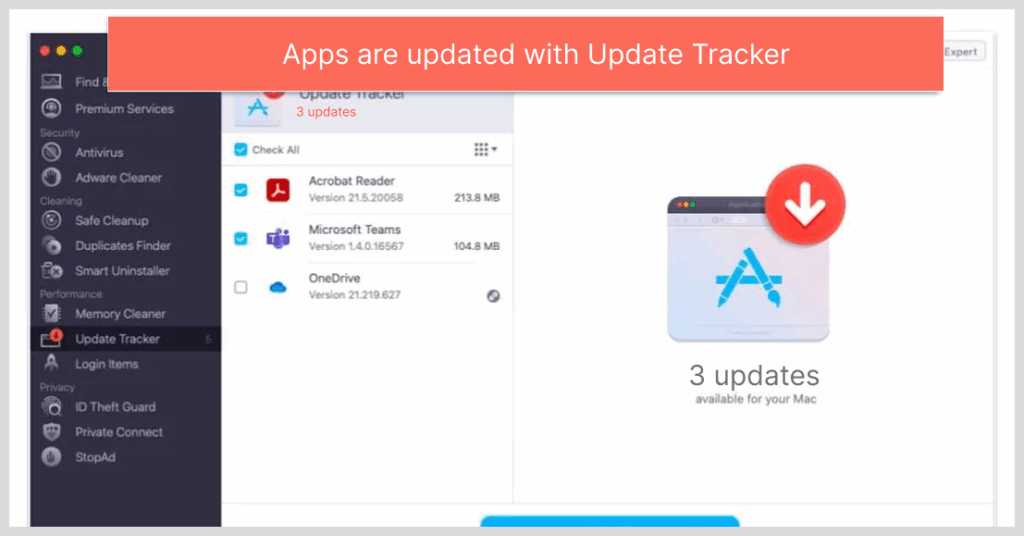 Apps are updated with Update Tracker