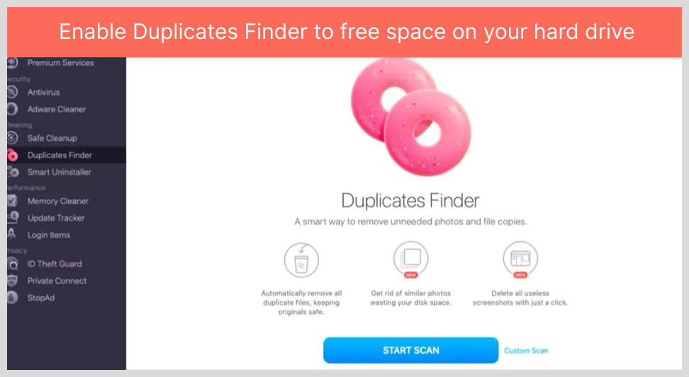 Enable Duplicates Finder to free space on your hard drive