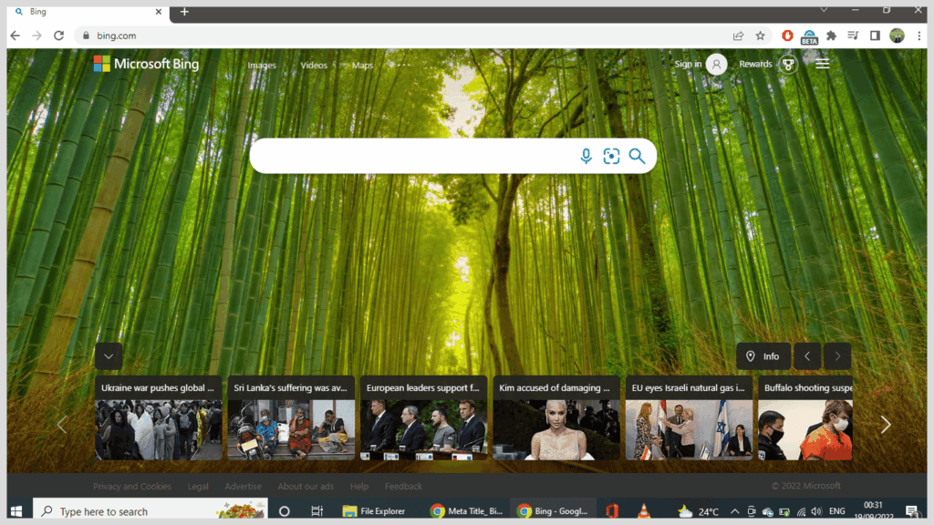 Go to your Bing homepage