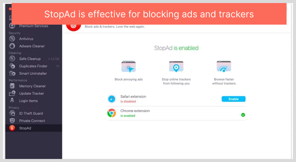 StopAd is effective for blocking ads and trackers