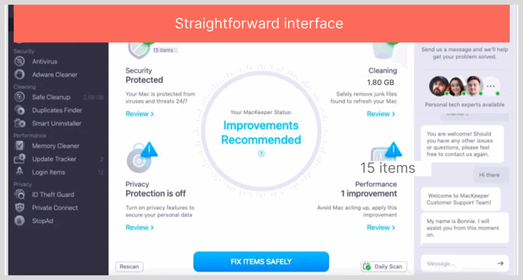 Straightforward interface