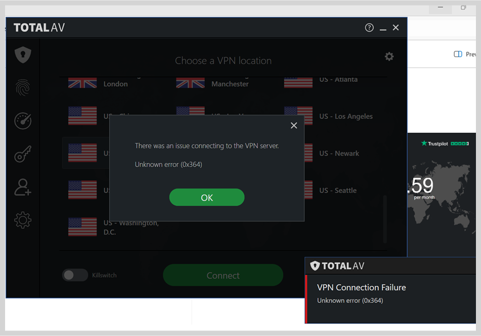 Connection failure