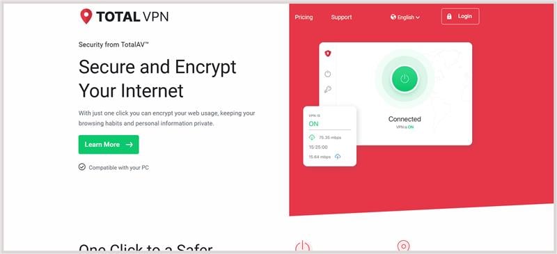 Total VPN Main Website Screenshot