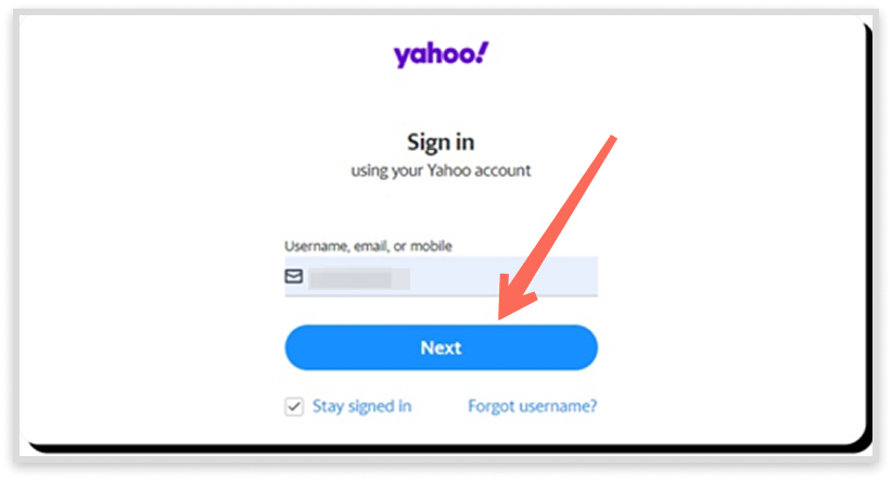 Yahoo account using the website