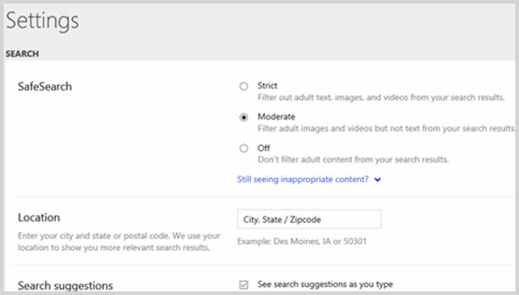 safesearch bing