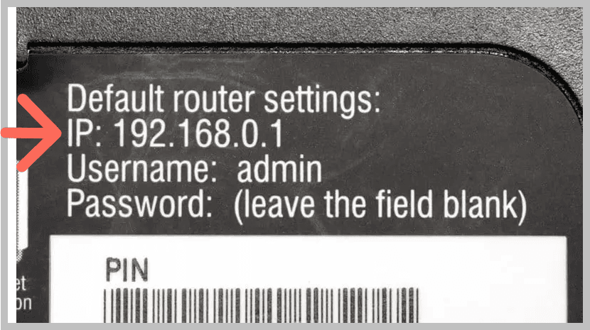 Router's information on the back sticker