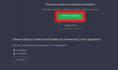 Uninstalling Avast screenshot 6