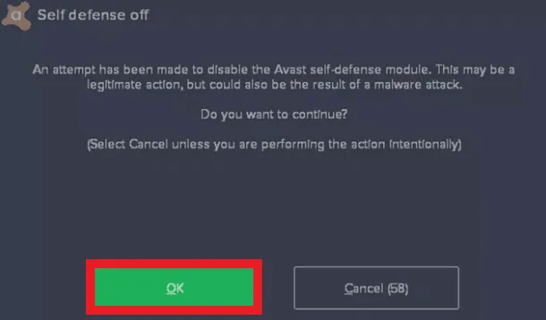 Self-Defense mode disabling on Avast screenshot 5