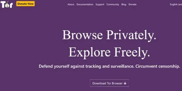 Página de inicio del navegador Tor