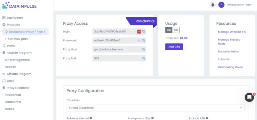 dataimpulse proxy management