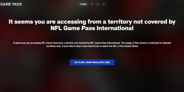 NFL error message outside US