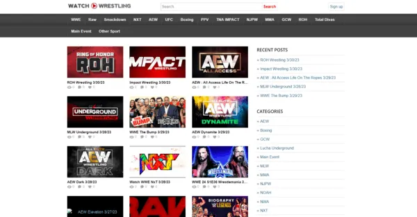 Watch Wrestling homepage