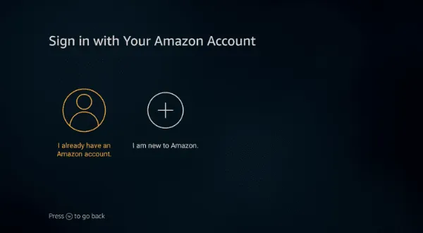 Log in to your Amazon account