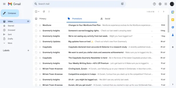 Gmail homepage