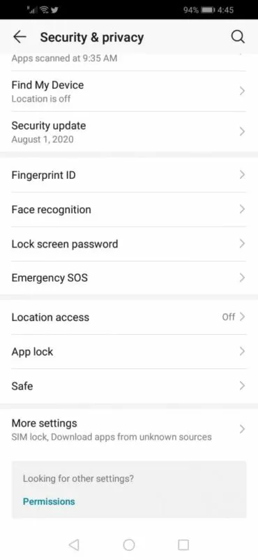 Seguridad y privacidad (Android)