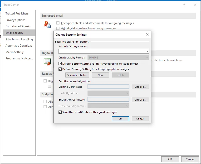 Change Security Settings in Outlook