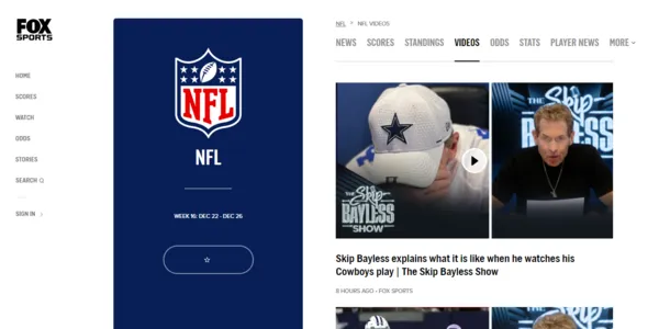Fox Sports homepage