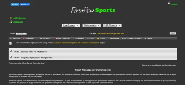 FirstRow-Sports homepage