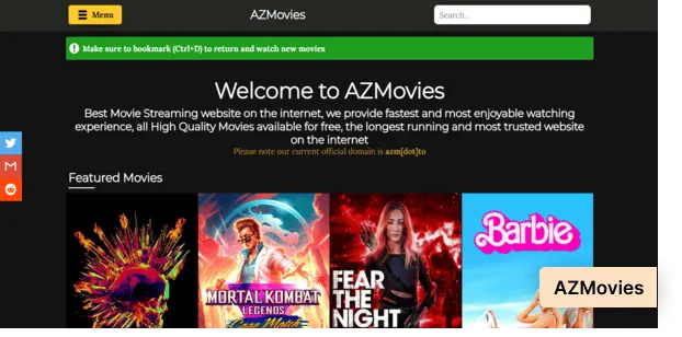 AZMovies homepage
