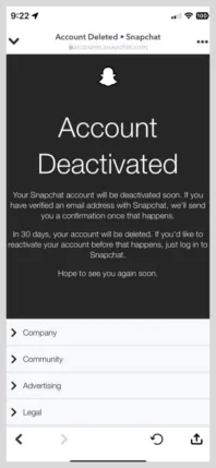 Deactivate your Snapchat account