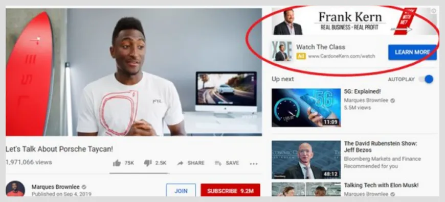 YouTube shows ads