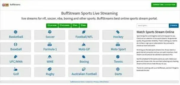 Buffstreams homepage