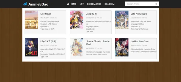 Anime8Dao homepage