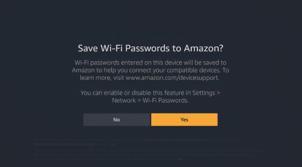 Choose whether to save or not the Wi-Fi passwords