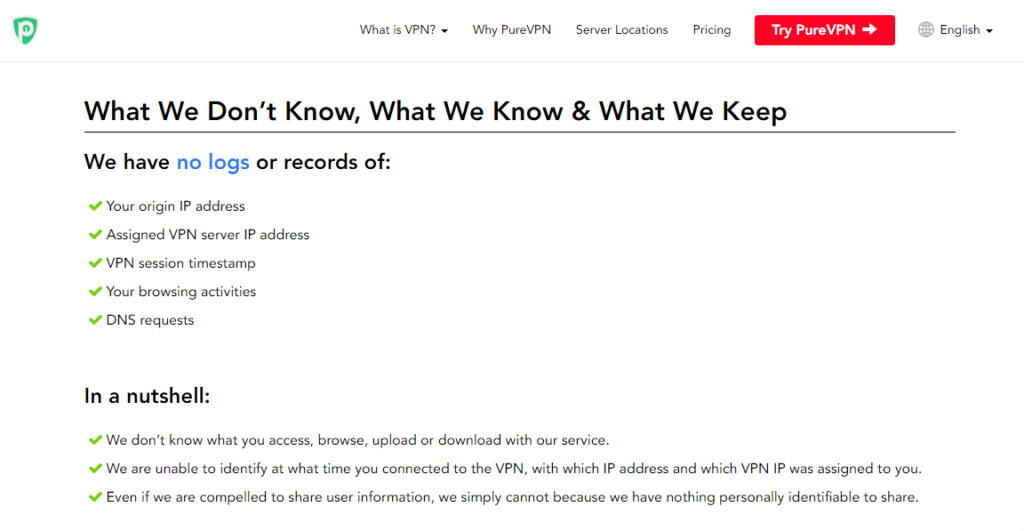 PureVPN new privacy policy